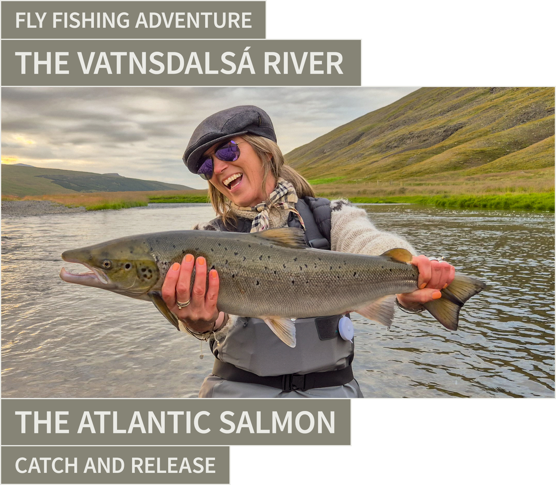 An adult man fly fishing in a tranquil river, surrounded by nature and beautiful scenery.